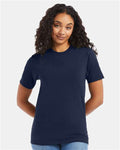 Hanes 5180 Heather Navy — on model front