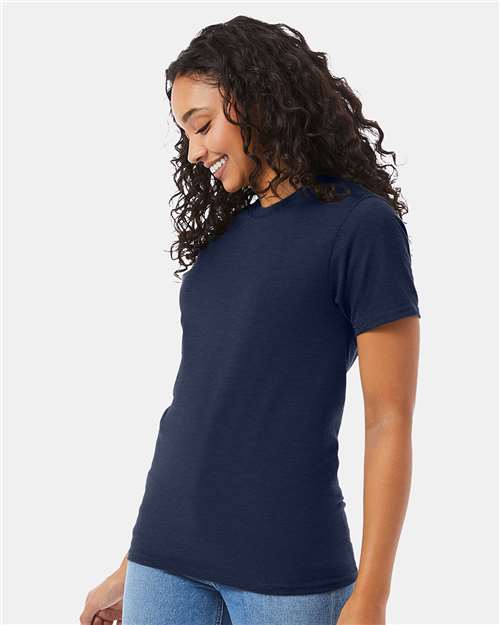 Hanes 5180 Heather Navy — on model side