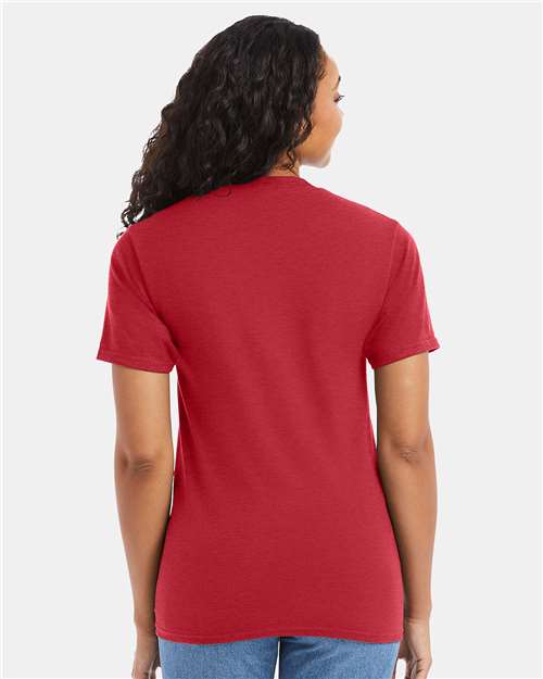 Hanes 5180 Heather Red — on model back