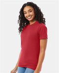 Hanes 5180 Heather Red — on model side