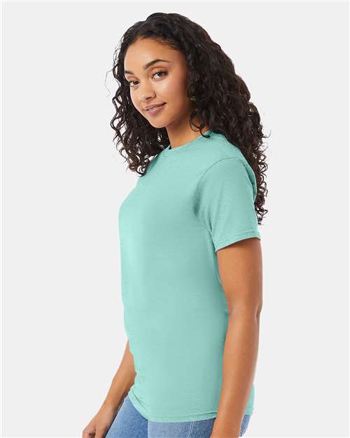 Hanes 5280 Clean Mint — on model side
