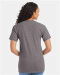 Hanes 5280 Oxford Grey — on model back