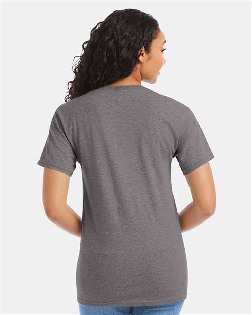 Hanes 5280 Oxford Grey — on model back