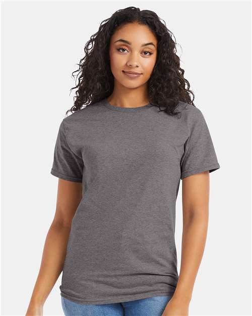 Hanes 5280 Oxford Grey — on model front
