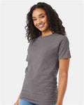 Hanes 5280 Oxford Grey — on model side