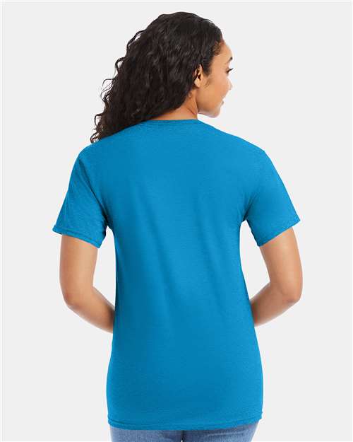 Hanes 5280 Teal — on model back