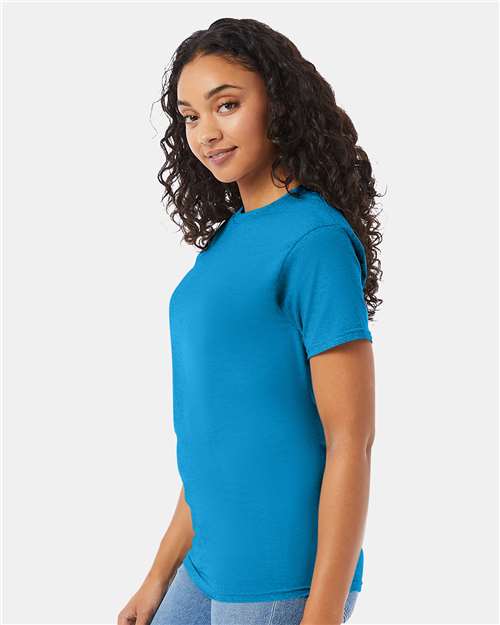 Hanes 5280 Teal — on model side