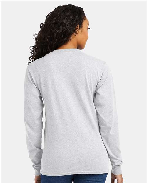Hanes 5286 Ash — on model back