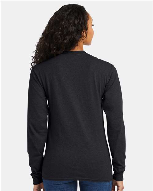 Hanes 5286 Charcoal Heather — on model back
