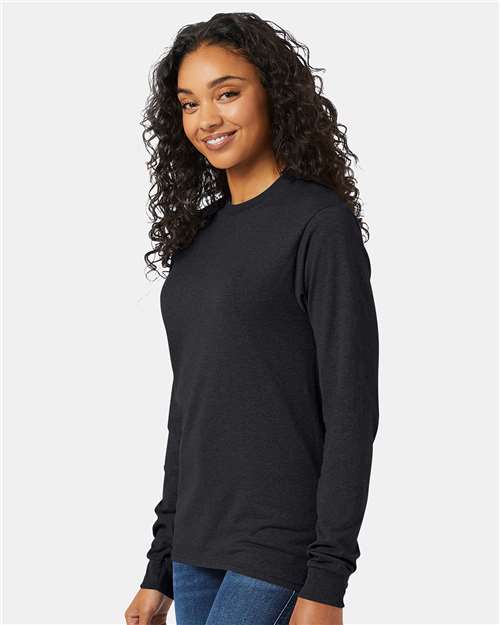 Hanes 5286 Charcoal Heather — on model side