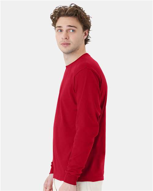 Hanes 5286 Deep Red — on model side