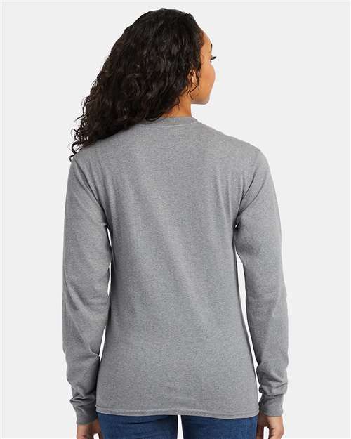 Hanes 5286 Oxford Grey — on model back