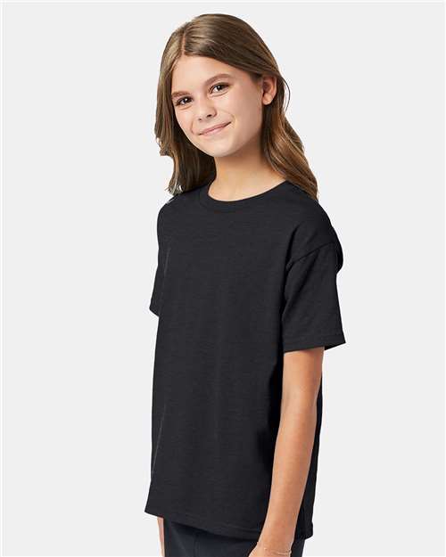 Hanes 5370 Charcoal Heather — on model side
