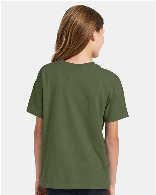 Hanes 5370 Heather Green — on model back