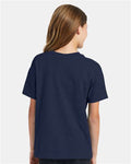 Hanes 5370 Heather Navy — on model back