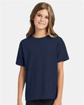 Hanes 5370 Heather Navy — on model front