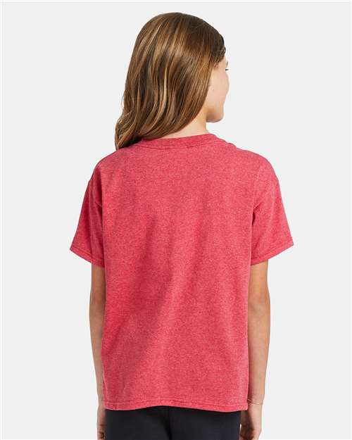 Hanes 5370 Heather Red — on model back