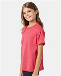 Hanes 5370 Heather Red — on model side