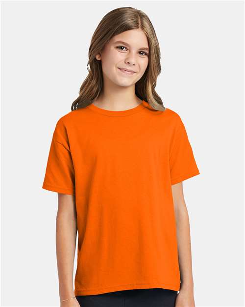 Hanes 5370 Safety Orange — on model front
