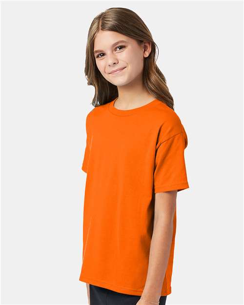 Hanes 5370 Safety Orange — on model side