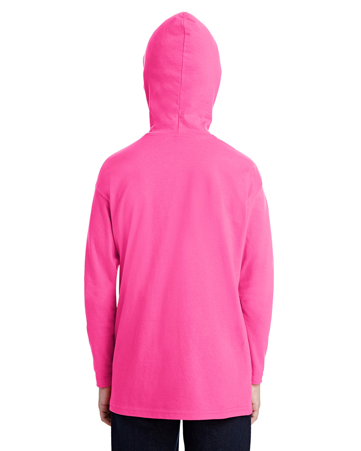 Youth Long-Sleeve Hooded T-Shirt - Hot Pink