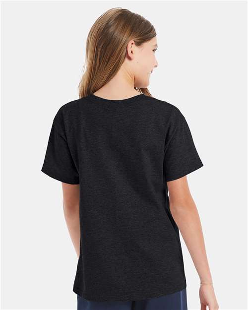 Hanes 5480 Charcoal Heather — on model back