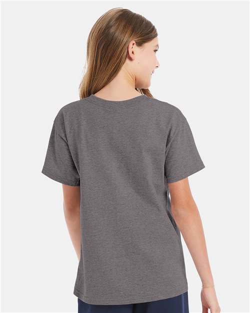 Hanes 5480 Oxford Grey — on model back