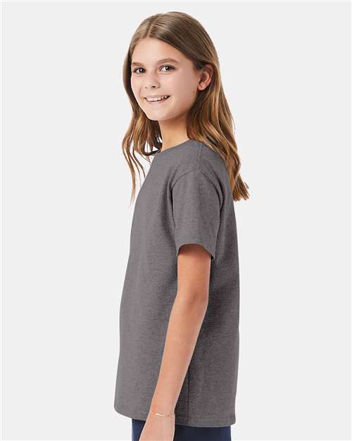 Hanes 5480 Oxford Grey — on model side