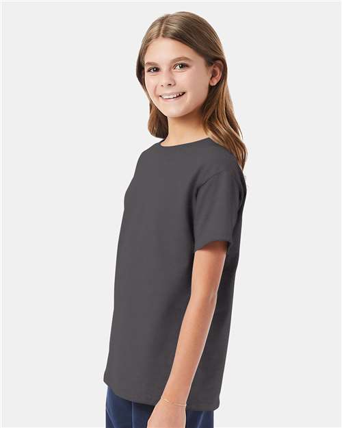 Hanes 5480 Smoke Grey — on model side