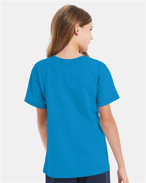 Hanes 5480 Teal — on model back
