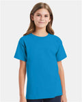 Hanes 5480 Teal — on model front
