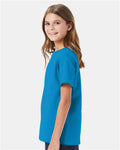 Hanes 5480 Teal — on model side