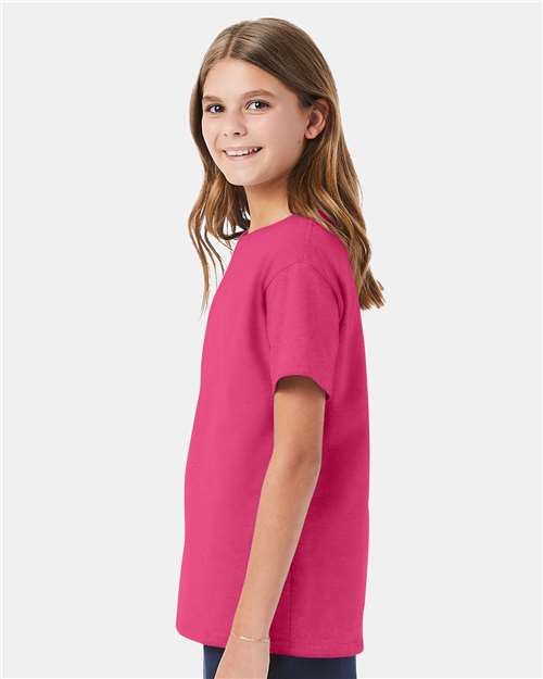 Hanes 5480 Wow Pink — on model side