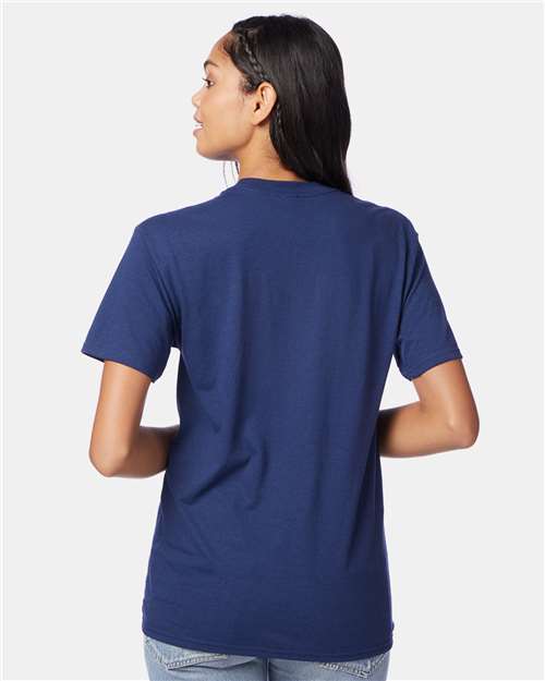 Hanes 42TB Solid Navy Triblend — on model back