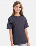Hanes 498Y Charcoal Heather — on model front