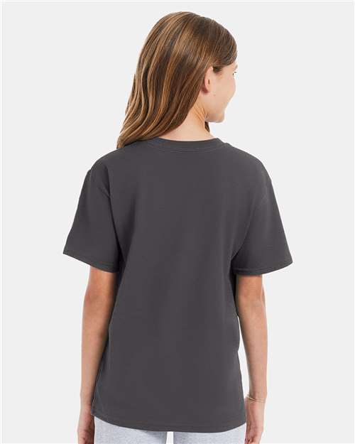 Hanes 498Y Smoke Grey — on model back