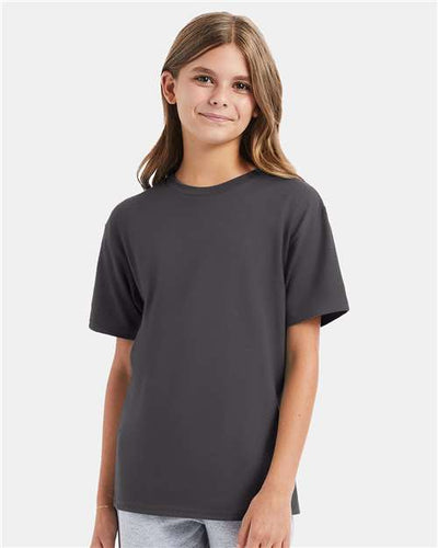 Hanes 498Y Smoke Grey — on model front