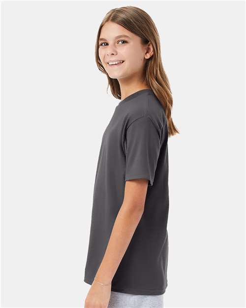 Hanes 498Y Smoke Grey — on model side