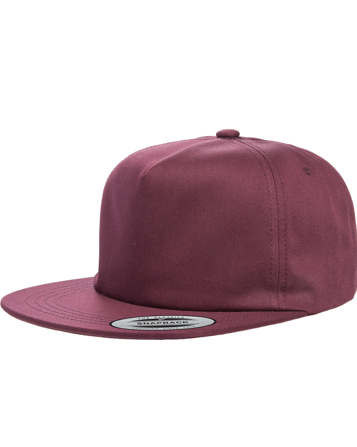 Unisex Unstructured 5-Panel Snapback Cap - Maroon