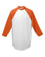 Augusta Sportswear 4421 - Youth Three-Quarter Sleeve Baseball Jersey - White / Orange