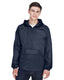 UltraClub 8925 - Unisex Quarter-Zip Hooded Pullover Pack-Away Jacket - True Navy