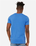 BELLA + CANVAS 3301 Heather Columbia Blue — on model back