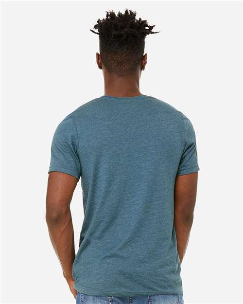 BELLA + CANVAS 3301 Heather Deep Teal — on model back