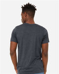 BELLA + CANVAS 3301 Heather Midnight Navy — on model back