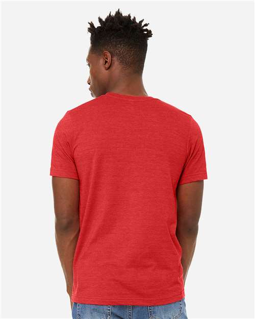BELLA + CANVAS 3301 Heather Red — on model back