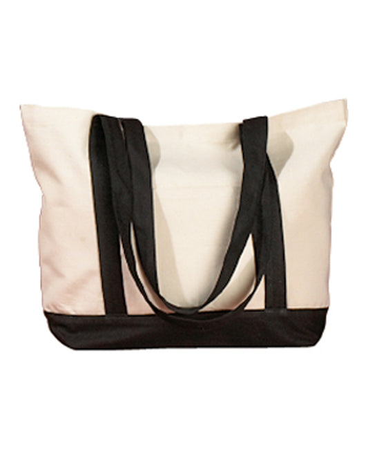 Canvas Boat Tote - Natural / Black