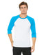 Bella + Canvas 3200 - Unisex 3/4-Sleeve Baseball T-Shirt - White / Neon Blue