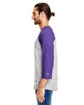 Unisex Raglan T-Shirt - Oxford Gray Heather / Purple