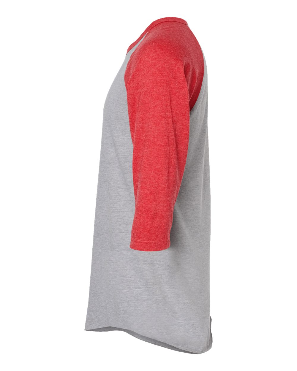 Unisex Fine Jersey Raglan Tee - Heather Gray / Heather Red