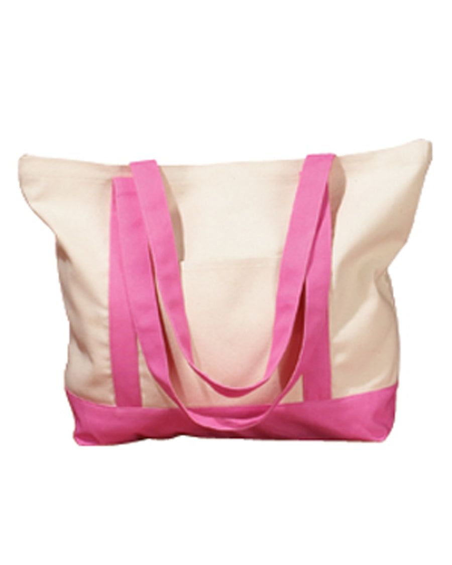 Canvas Boat Tote - Natural / Pink